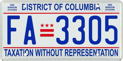 DC license plate FA3305