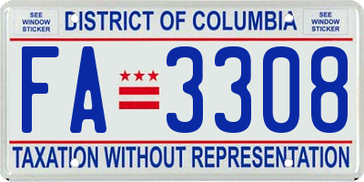 DC license plate FA3308