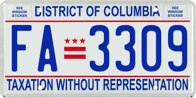 DC license plate FA3309