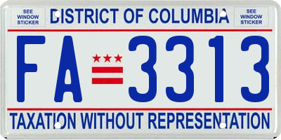 DC license plate FA3313