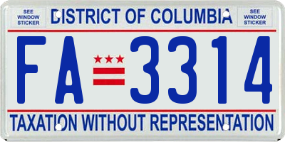 DC license plate FA3314