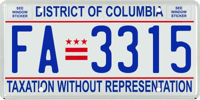 DC license plate FA3315