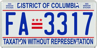 DC license plate FA3317