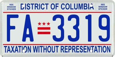 DC license plate FA3319