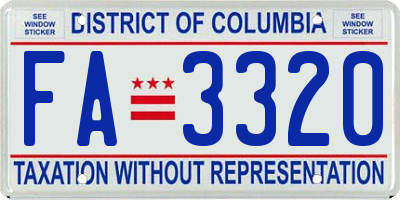 DC license plate FA3320