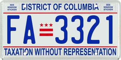 DC license plate FA3321