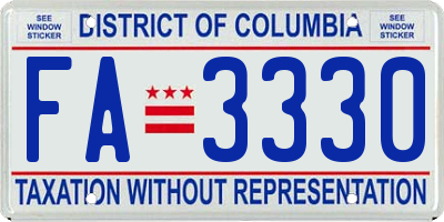 DC license plate FA3330