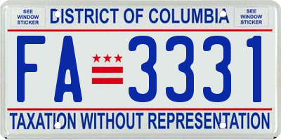 DC license plate FA3331