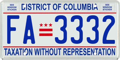 DC license plate FA3332