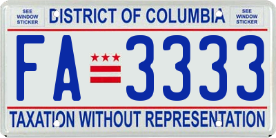 DC license plate FA3333