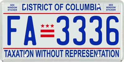 DC license plate FA3336