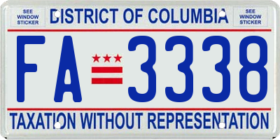 DC license plate FA3338