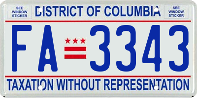 DC license plate FA3343