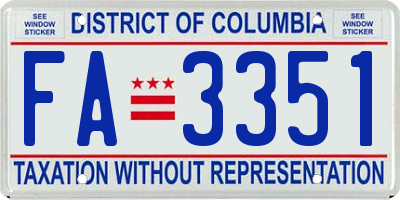 DC license plate FA3351