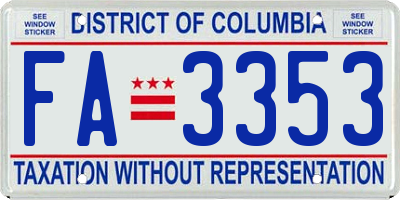 DC license plate FA3353