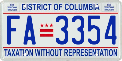 DC license plate FA3354