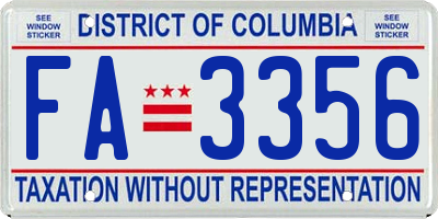 DC license plate FA3356