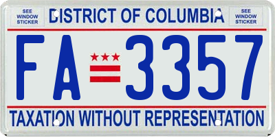 DC license plate FA3357