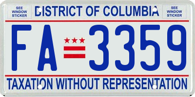 DC license plate FA3359