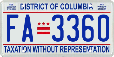 DC license plate FA3360