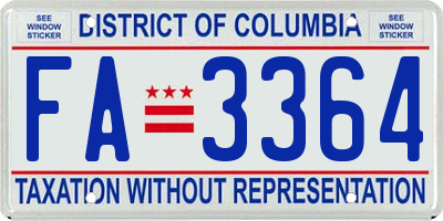 DC license plate FA3364