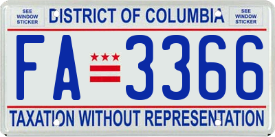 DC license plate FA3366