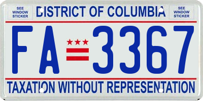 DC license plate FA3367