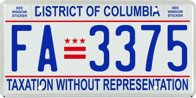 DC license plate FA3375