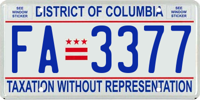 DC license plate FA3377