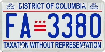 DC license plate FA3380