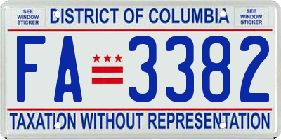 DC license plate FA3382