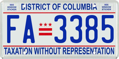 DC license plate FA3385