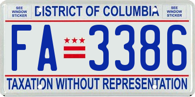 DC license plate FA3386