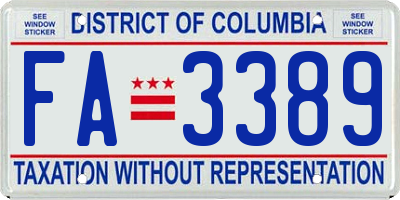 DC license plate FA3389