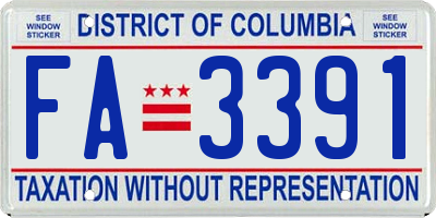 DC license plate FA3391