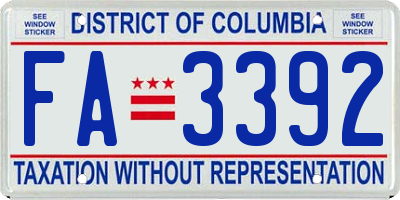 DC license plate FA3392