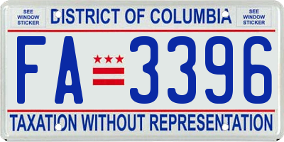 DC license plate FA3396