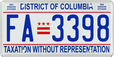 DC license plate FA3398