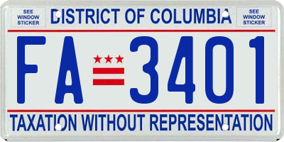 DC license plate FA3401