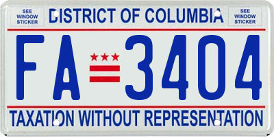 DC license plate FA3404