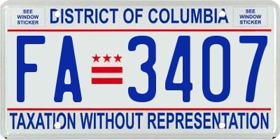 DC license plate FA3407