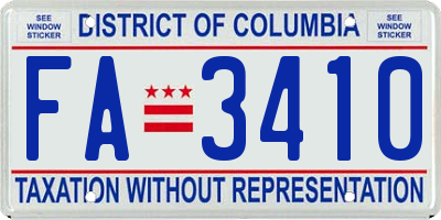 DC license plate FA3410