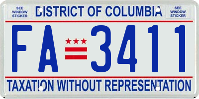 DC license plate FA3411