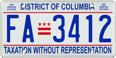 DC license plate FA3412