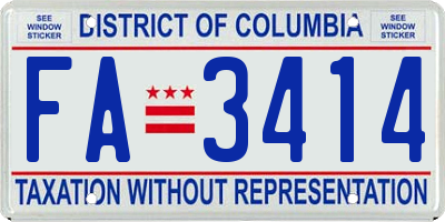 DC license plate FA3414