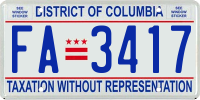 DC license plate FA3417