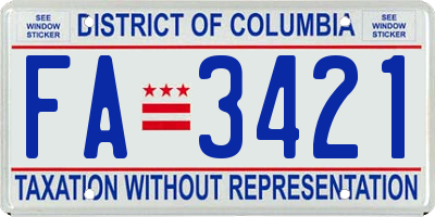 DC license plate FA3421