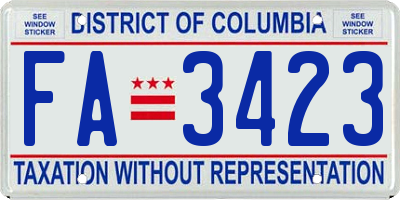 DC license plate FA3423