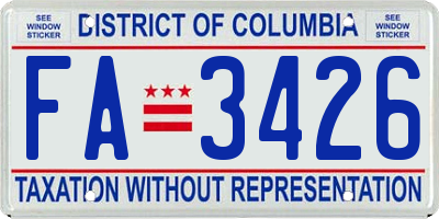 DC license plate FA3426