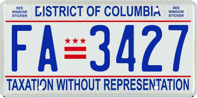 DC license plate FA3427